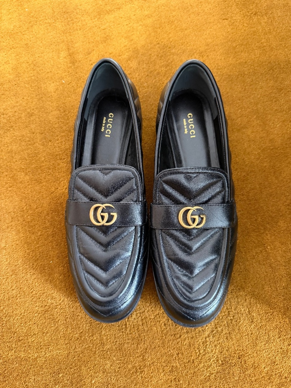 Gucci Black Leather GG Marmont Loafers – Size 40 - Picture 5 of 7